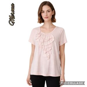 Merona blouse blush ruffled short sleeves soft t-shirt type fabric sz xxl